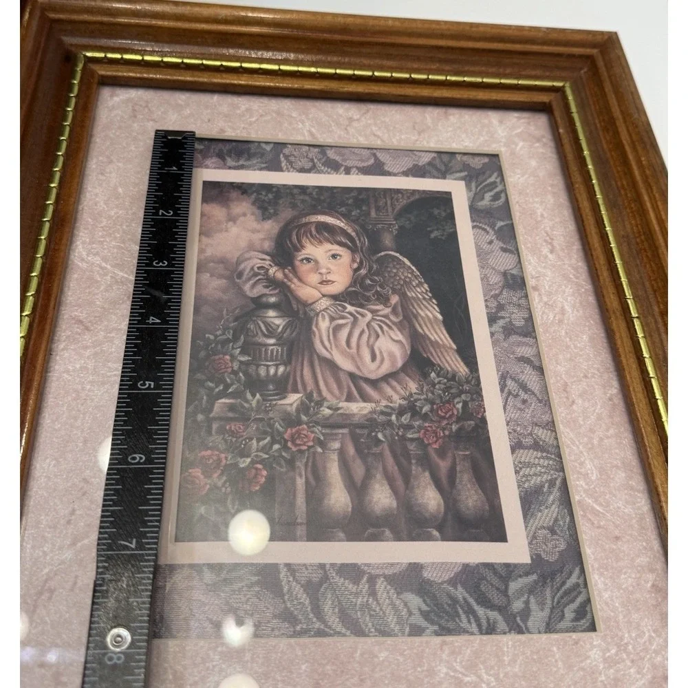 Vtg Home Interiors Angel Unaware Framed Print Donna Richardson Floral Matting